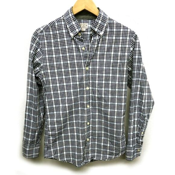 J Crew  Men's Blue Plaid Button Down Oxford Shirt XS - Picture 1 of 2
